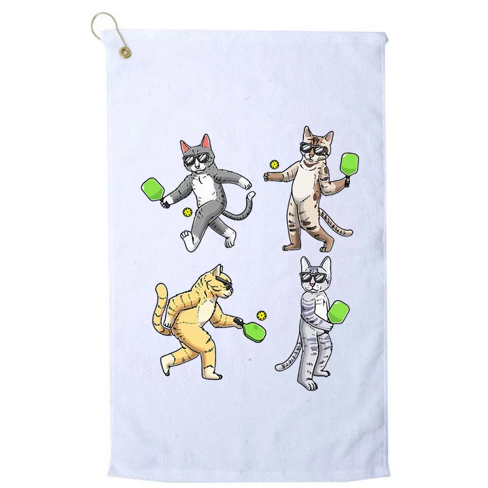 Cats Playing Pickleball Platinum Collection Golf Towel