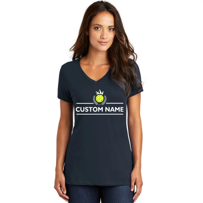 Custom Pickleball Personalize Team Name Women's V-Neck T-Shirt