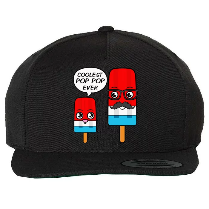 Coolest Pop Pop Ever Grandfather Popsicle Ice Cream Wool Snapback Cap