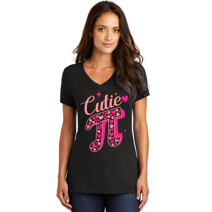 Cutie Pink Pi Day 2024 Women's V-Neck T-Shirt