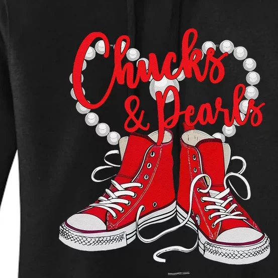 Chucks & Pearls Pearl Heart 2024 Kamala Harris Chucks & Pear Women's Pullover Hoodie