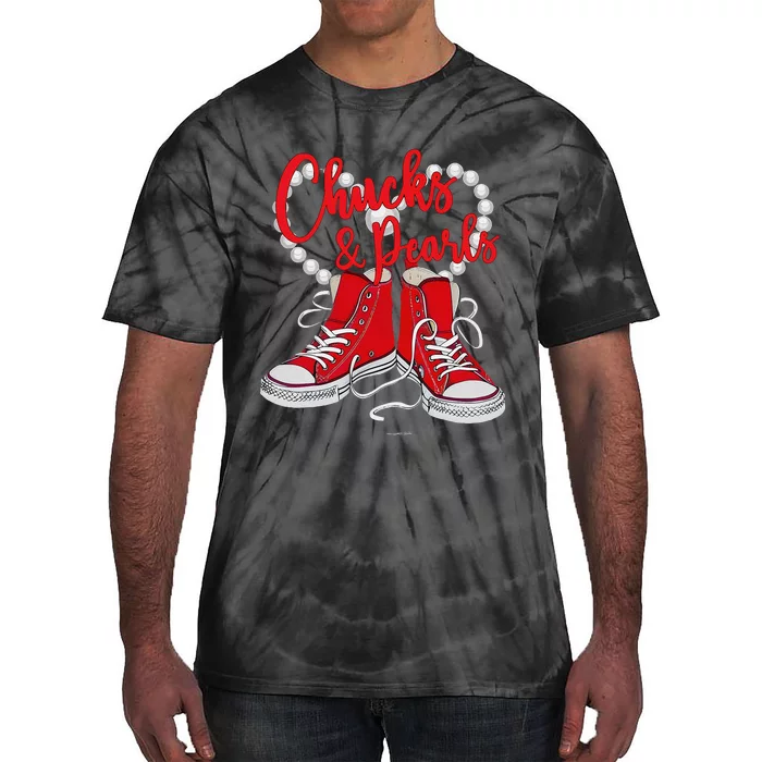 Chucks & Pearls Pearl Heart 2024 Kamala Harris Chucks & Pear Tie-Dye T-Shirt