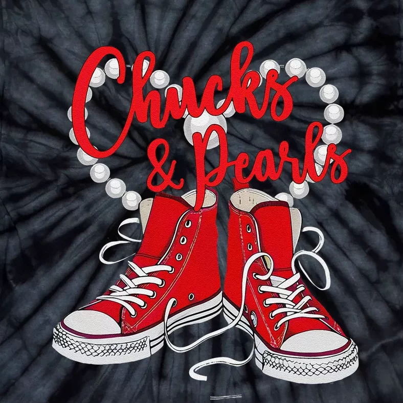 Chucks & Pearls Pearl Heart 2024 Kamala Harris Chucks & Pear Tie-Dye T-Shirt