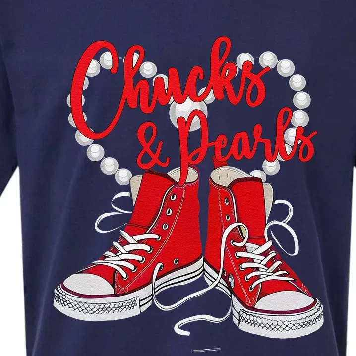 Chucks & Pearls Pearl Heart 2024 Kamala Harris Chucks & Pear Sueded Cloud Jersey T-Shirt