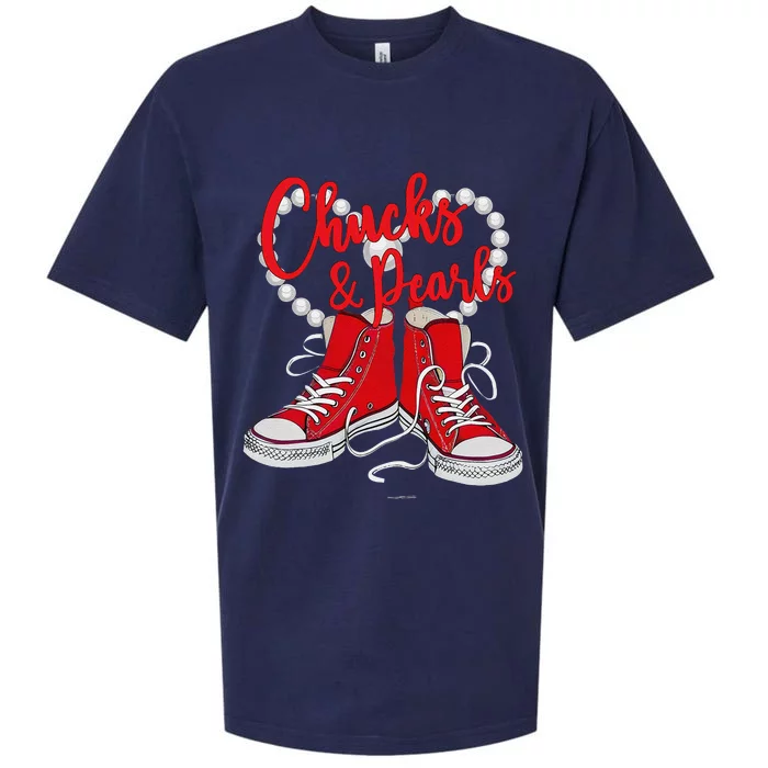 Chucks & Pearls Pearl Heart 2024 Kamala Harris Chucks & Pear Sueded Cloud Jersey T-Shirt