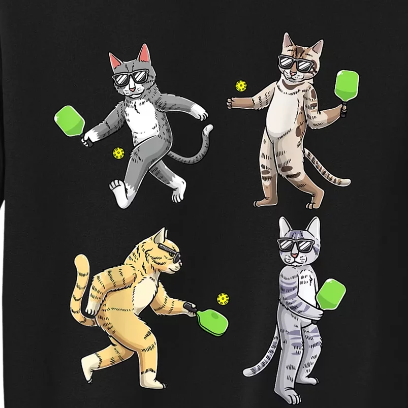 Cats Playing Pickleball Tall Sweatshirt