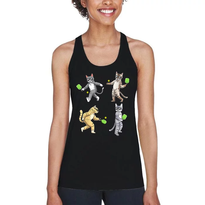 Cats Playing Pickleball Women's Racerback Tank