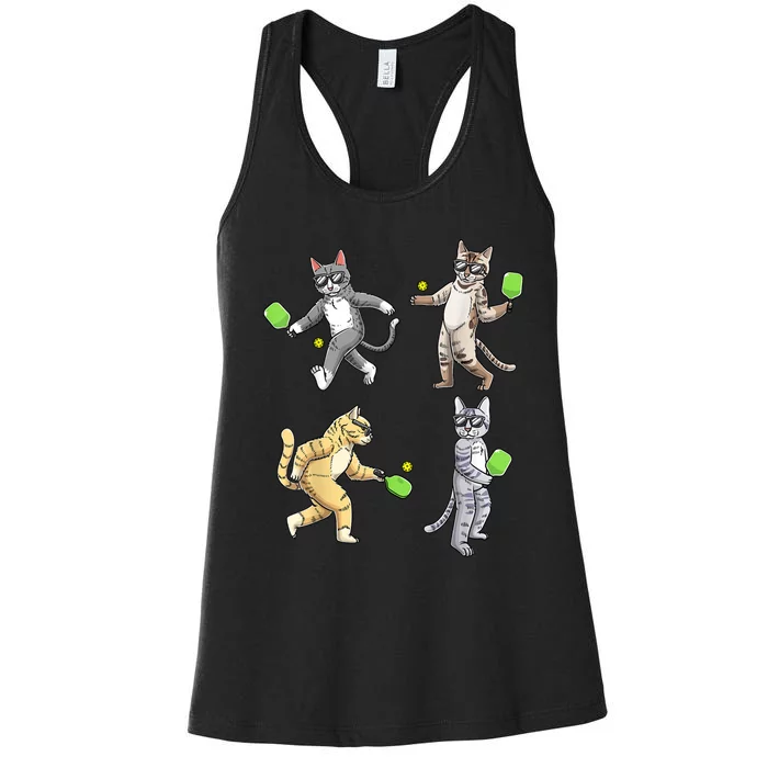 Cats Playing Pickleball Women's Racerback Tank