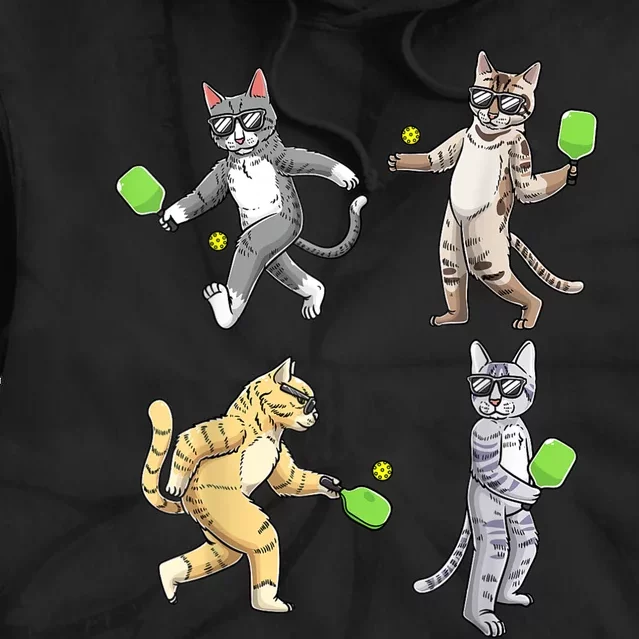 Cats Playing Pickleball Tie Dye Hoodie