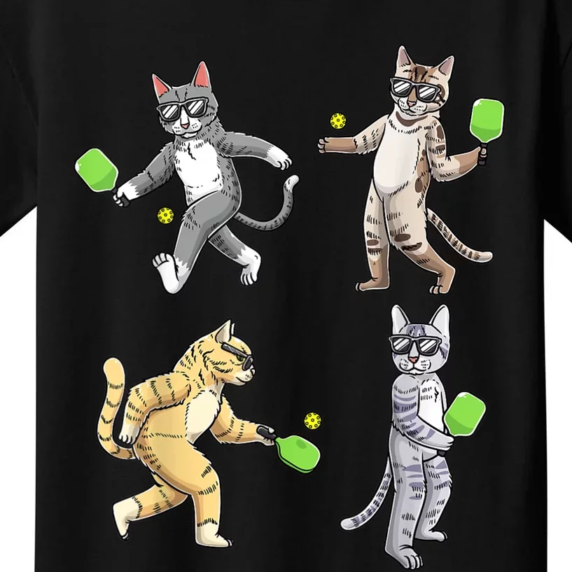 Cats Playing Pickleball Kids T-Shirt