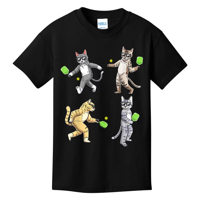 Cats Playing Pickleball Kids T-Shirt