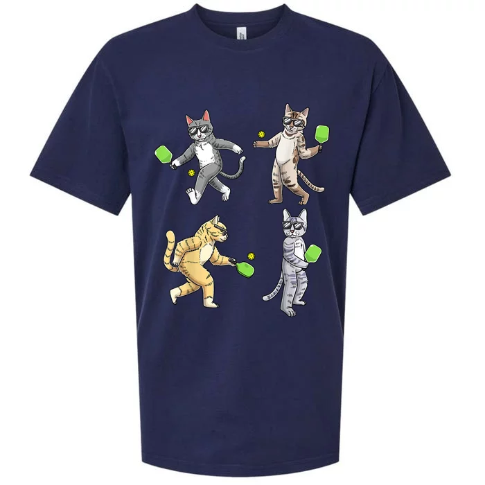 Cats Playing Pickleball Sueded Cloud Jersey T-Shirt