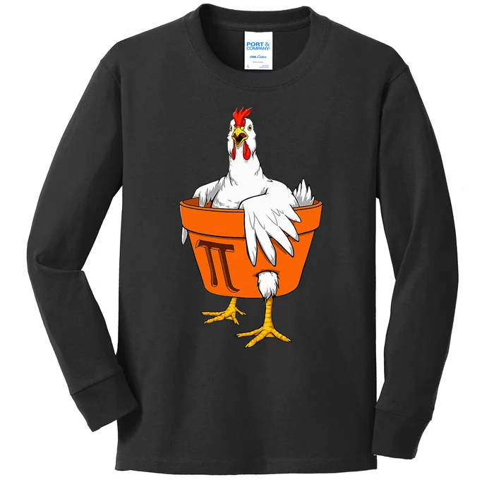 Chicken Pot Pi Day Math Teacher Gift Kids Long Sleeve Shirt