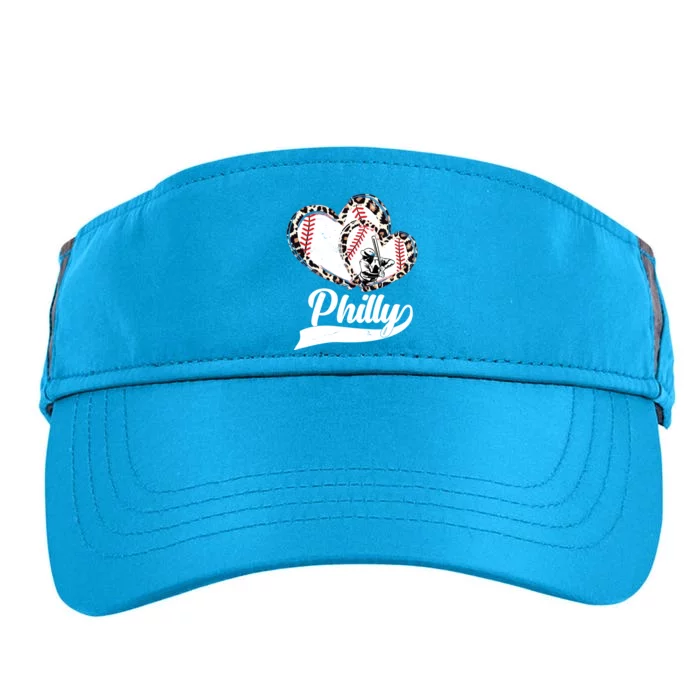 Cute Philly Philadelphia Baseball Hearts Adult Drive Performance Visor