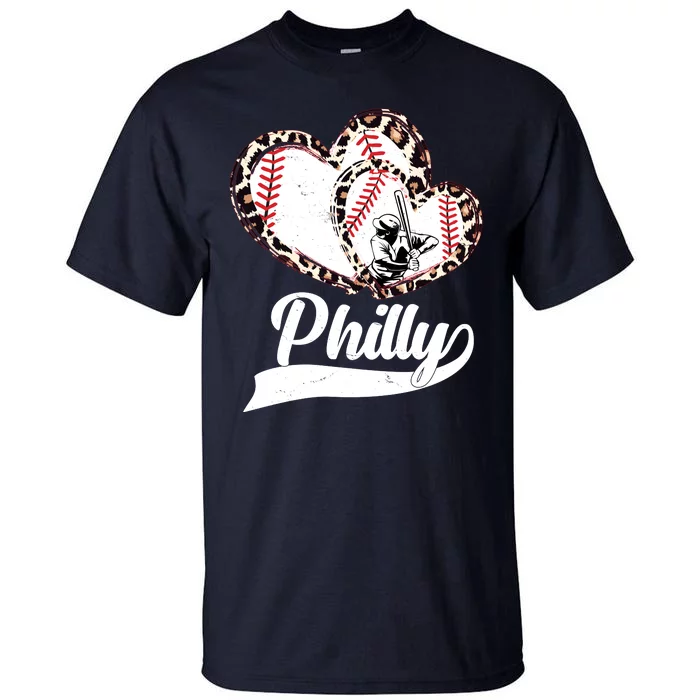 Cute Philly Philadelphia Baseball Hearts Tall T-Shirt