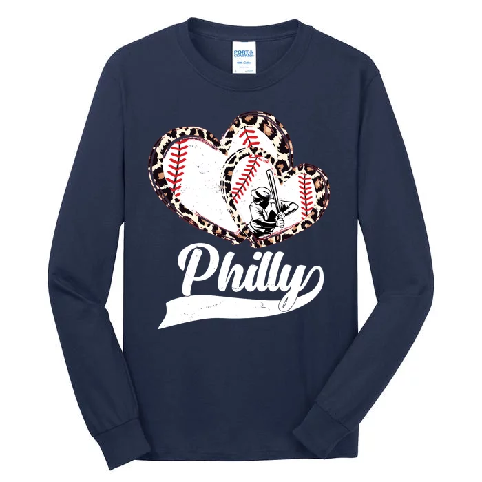 Cute Philly Philadelphia Baseball Hearts Tall Long Sleeve T-Shirt