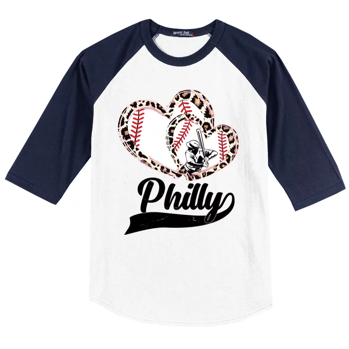 Cute Philly Philadelphia Baseball Hearts Baseball Sleeve Shirt