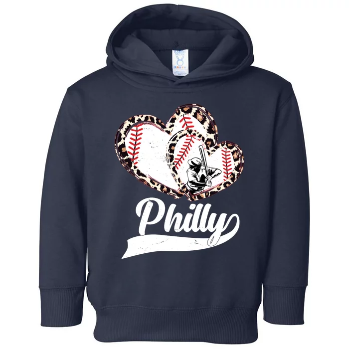 Cute Philly Philadelphia Baseball Hearts Toddler Hoodie