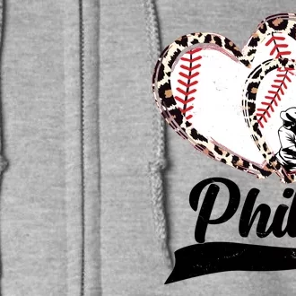 Cute Philly Philadelphia Baseball Hearts Full Zip Hoodie