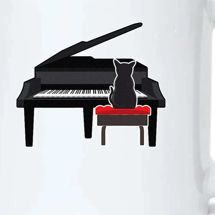 Cat Playing Piano Music Lover Funny Black Color Changing Mug