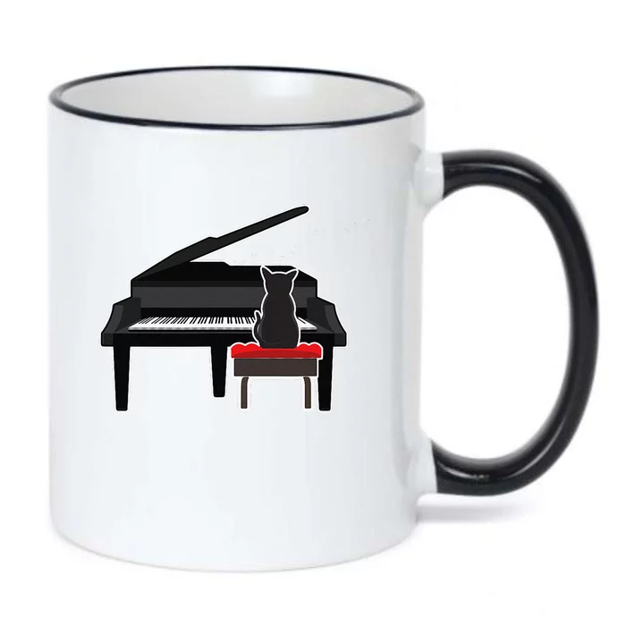 Cat Playing Piano Music Lover Funny Black Color Changing Mug