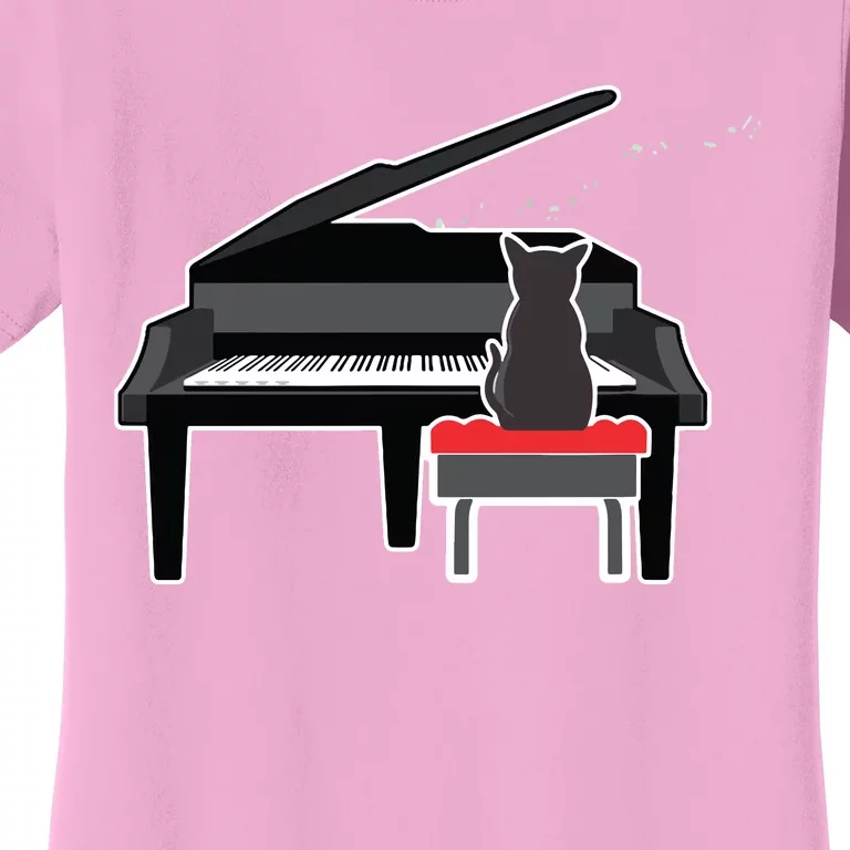 Cat Playing Piano Music Lover Funny T Women's T-Shirt