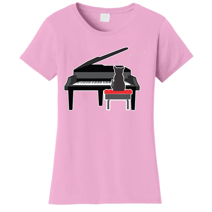 Cat Playing Piano Music Lover Funny T Women's T-Shirt