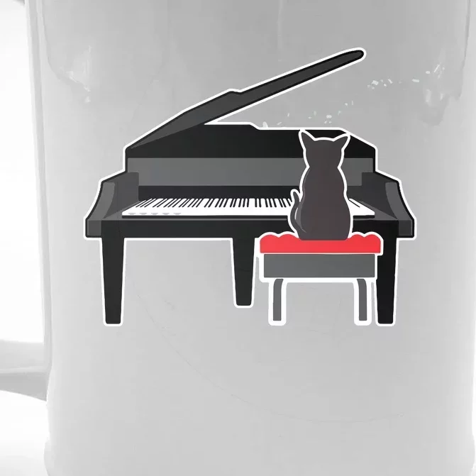 Cat Playing Piano Music Lover Funny T Front & Back Beer Stein