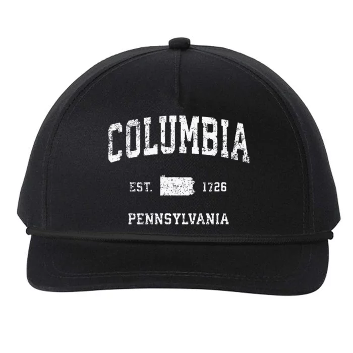 Columbia Pennsylvania PA Vintage Athletic Sports Design Snapback Five-Panel Rope Hat