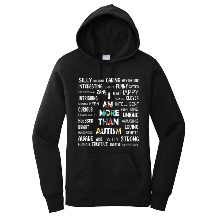 Colorful Puzzle Piece Ribbon I Am More Than Autism Awareness Women's Pullover Hoodie