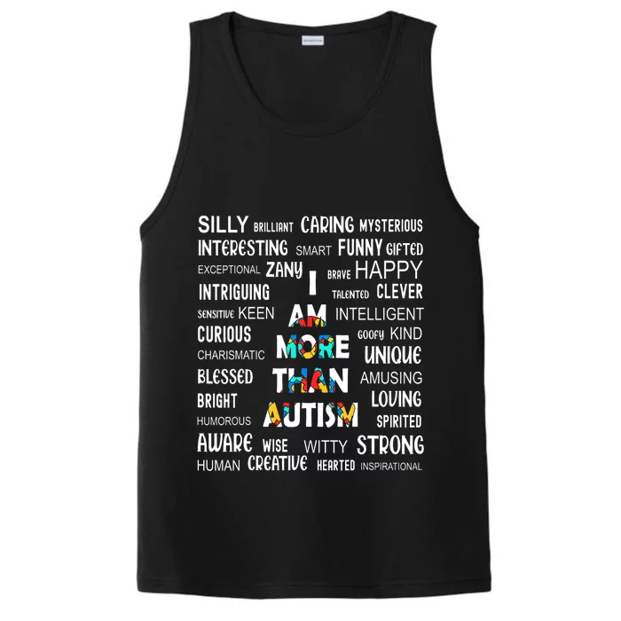 Colorful Puzzle Piece Ribbon I Am More Than Autism Awareness Performance Tank