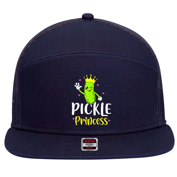 Cute Pickle Princess Funny Pickle Cucumber Girl Gift 7 Panel Mesh Trucker Snapback Hat