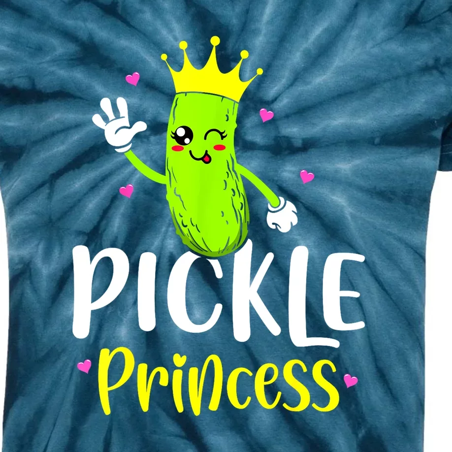 Cute Pickle Princess Funny Pickle Cucumber Girl Gift Kids Tie-Dye T-Shirt