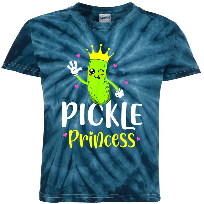 Cute Pickle Princess Funny Pickle Cucumber Girl Gift Kids Tie-Dye T-Shirt