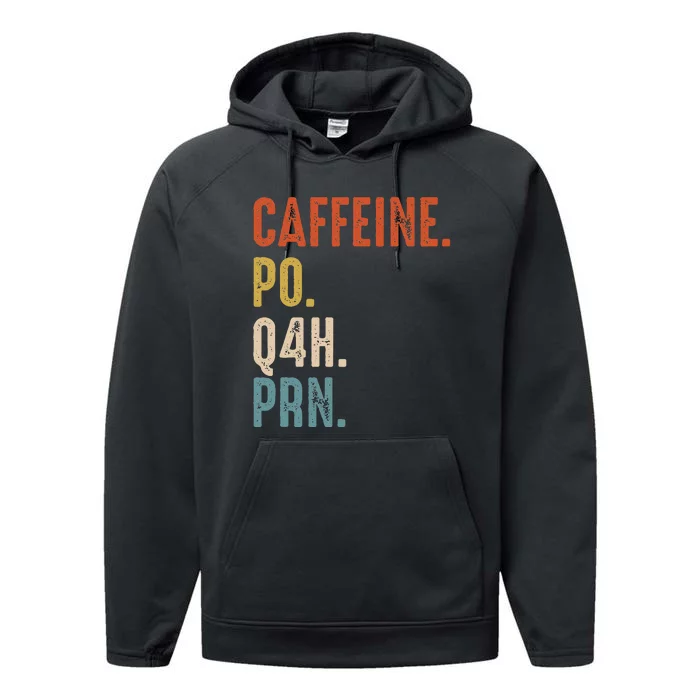 Caffeine Po Q4h Prn Funny Nurse Performance Fleece Hoodie