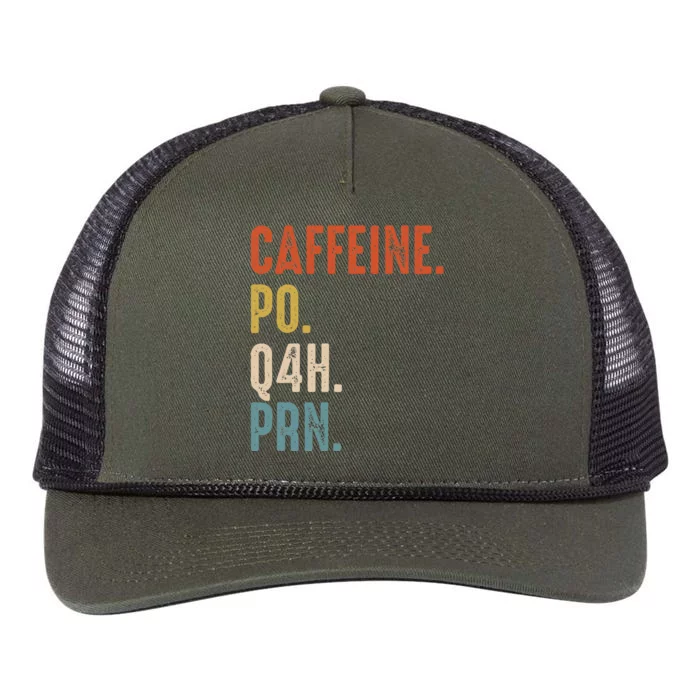 Caffeine Po Q4h Prn Funny Nurse Vintage Retro Rope Trucker Hat Cap