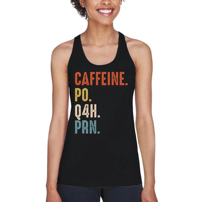 Caffeine Po Q4h Prn Vintage Nurse Women's Racerback Tank