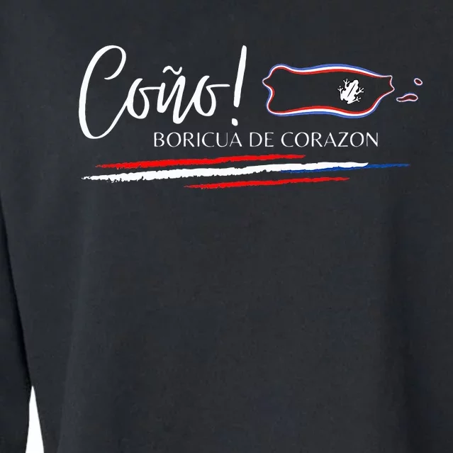 CoñO Puerto Rico Flag S Boricua Cropped Pullover Crew