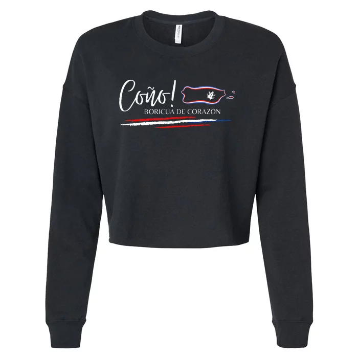 CoñO Puerto Rico Flag S Boricua Cropped Pullover Crew