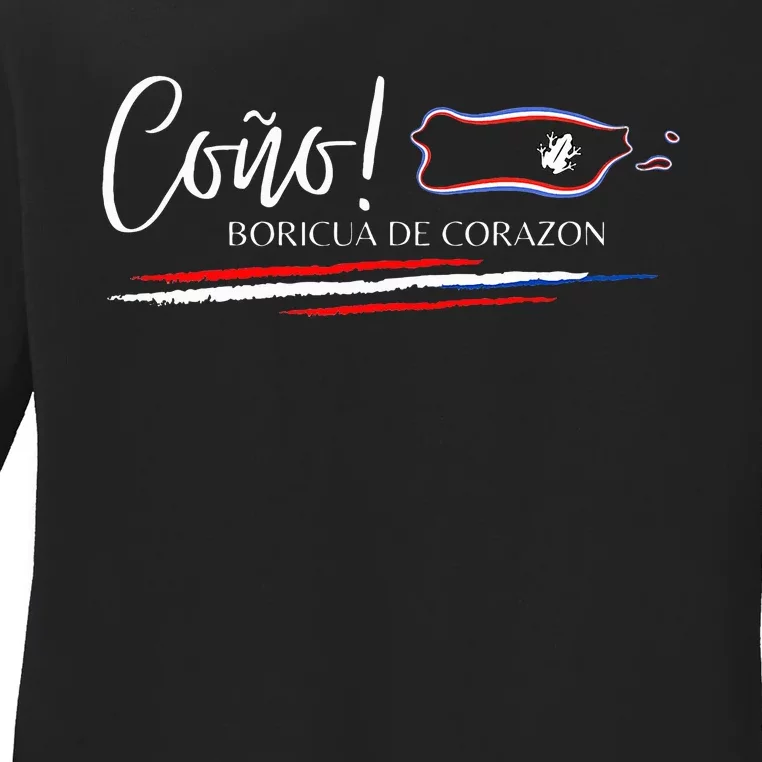 CoñO Puerto Rico Flag S Boricua Ladies Long Sleeve Shirt