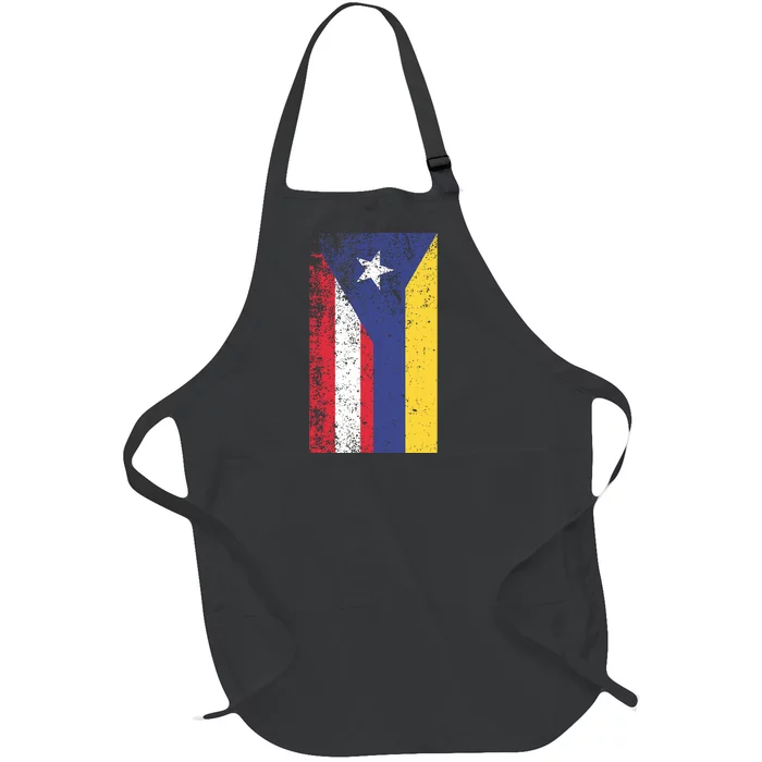 Colombia Puerto Rico Flag Pride Full-Length Apron With Pocket