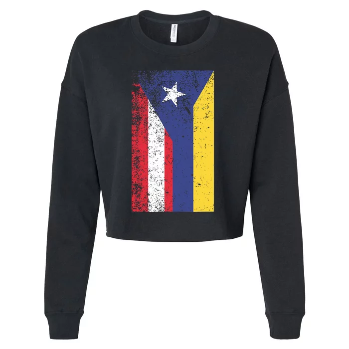 Colombia Puerto Rico Flag Pride Cropped Pullover Crew