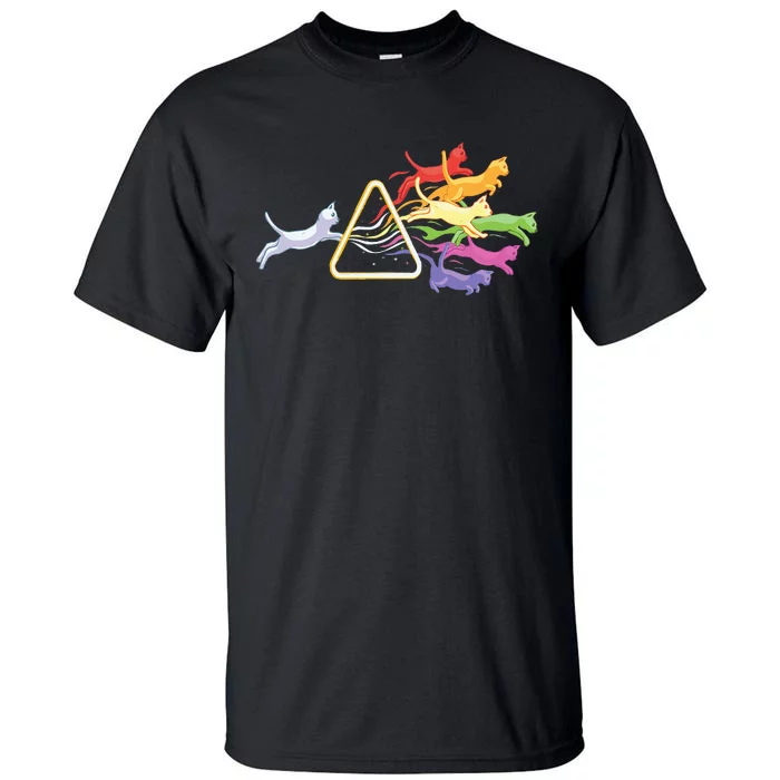 Cat Prism Rainbow Light Funny Physics Science Spectral Cat Tall T-Shirt