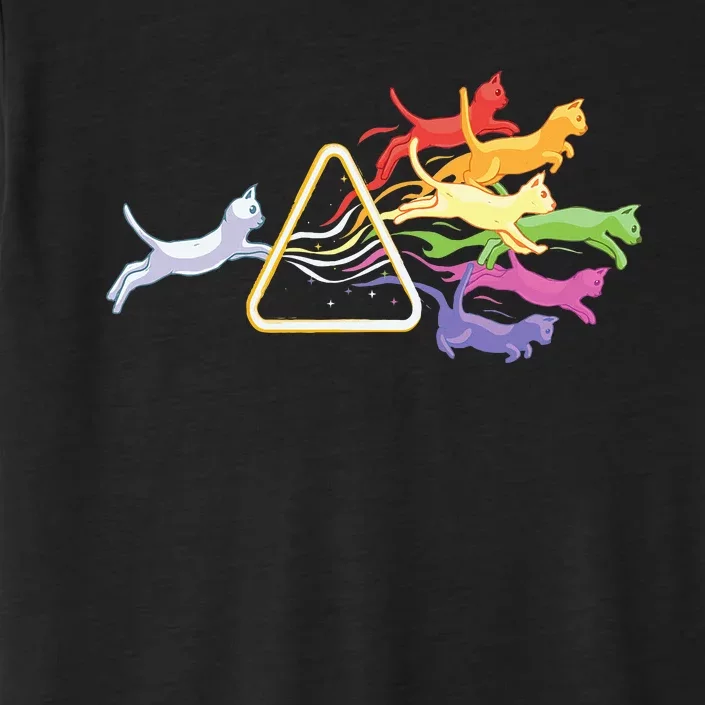 Cat Prism Rainbow Light Funny Physics Science Spectral Cat ChromaSoft Performance T-Shirt