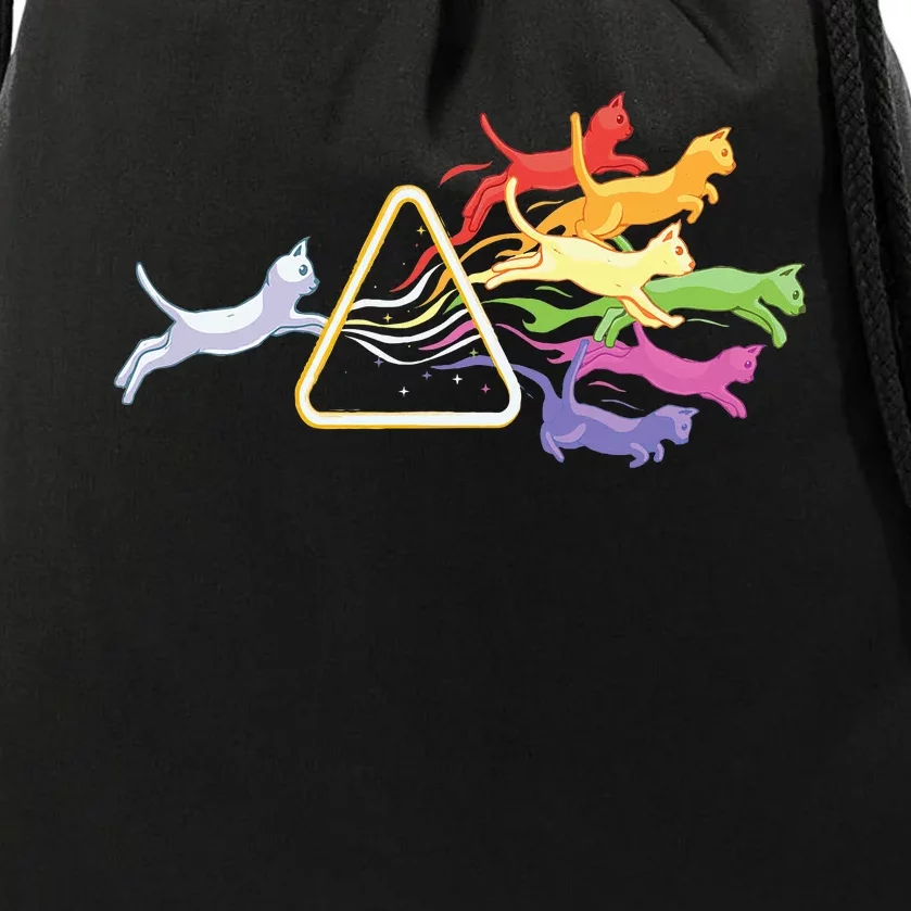 Cat Prism Rainbow Light Funny Physics Science Spectral Cat Drawstring Bag