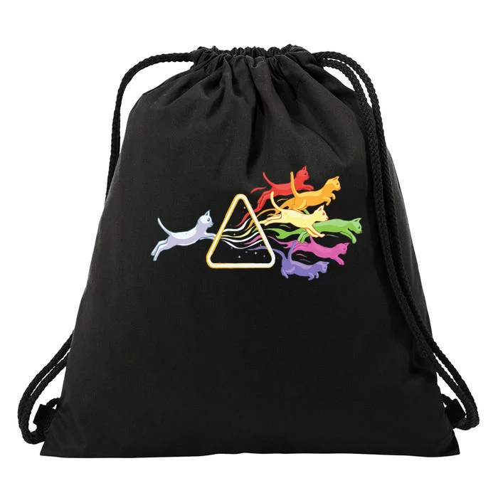 Cat Prism Rainbow Light Funny Physics Science Spectral Cat Drawstring Bag