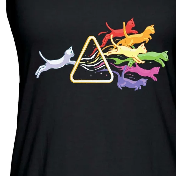 Cat Prism Rainbow Light Funny Physics Science Spectral Cat Ladies Essential Flowy Tank