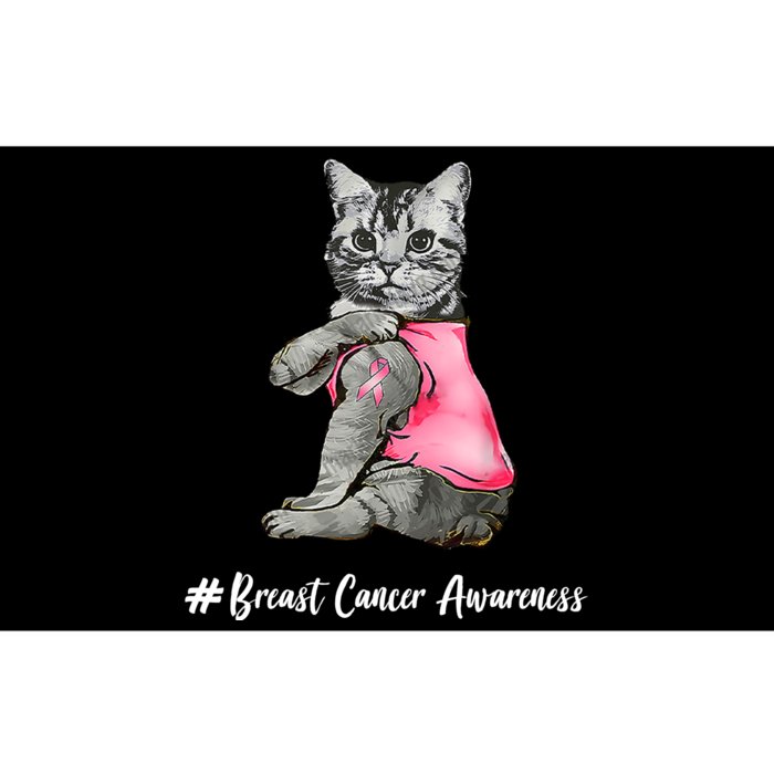 Cat Pink Ribbon Breast Cancer Bumper Sticker