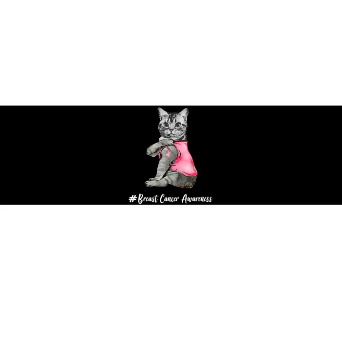 Cat Pink Ribbon Breast Cancer Bumper Sticker