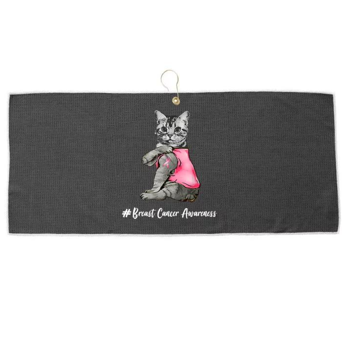 Cat Pink Ribbon Breast Cancer Large Microfiber Waffle Golf Towel